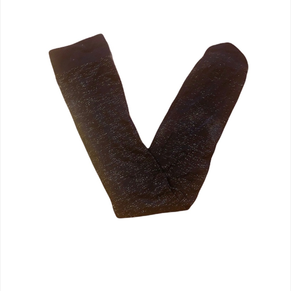 Black Glitter Long Length Lightweight Socks